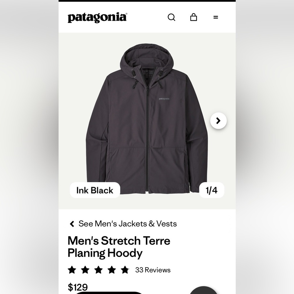 Patagonia Men's Stretch Terre in Ink Black | Size XL